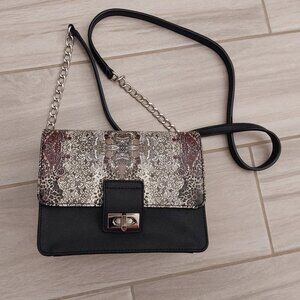 Sharif NWOT Black/White Faux Leather Mini Crossbody Handbag. Size  7x5.5